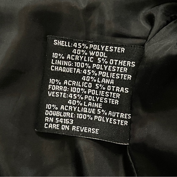 Vintage Guess Herringbone Wool Blend Peacoat Black and White Size Small - Picture 7 of 8